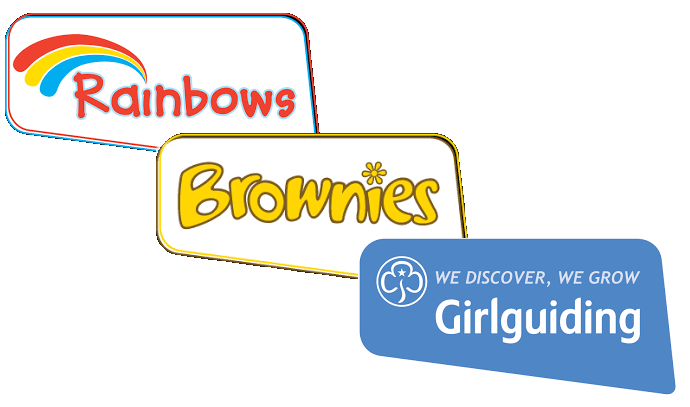 Rainbows, Brownies, Girl Guides logos